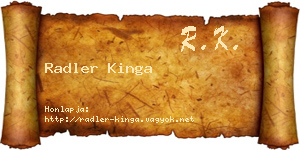 Radler Kinga névjegykártya